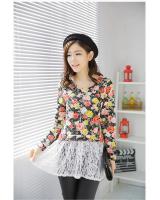 WT4967 Fashion Floral Top Black