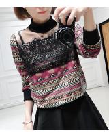 WT5273 Abstract Print Top Pink