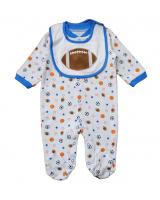 WB1016 Football Baby Romper Blue