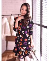 WD5683 Floral Dress Black