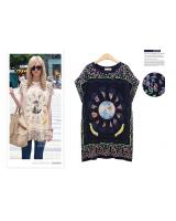 WT5814 Europe Fashion Long Top Dark Blue