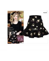 WP5909 Pretty Floral Skirt Black