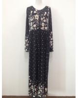 WH1140 Pretty Floral Jubah Black