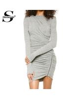 WD6547 Trendy Hugging Dress Grey