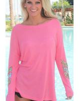 WT6582 Europe Fashion Top Pink