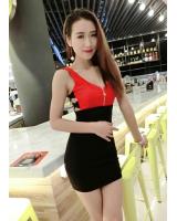 WD6796 Sexy Sleeveless Dress Red
