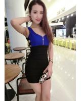 WD6796 Sexy Sleeveless Dress Blue