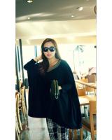 WT6885 Fashion Loose Top Black