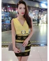 WD6901 Sexy Hugging Dress Yellow