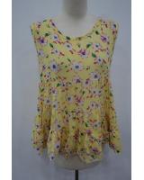 WT6947 Floral Chiffon Top Yellow