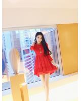 WD7080 Sweet Lace Dress Red