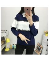 WT3710 Korea Stylish Top Dark Blue