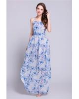 WD7140 Sexy Chiffon Maxi Dress Blue