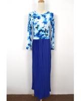 WH1161 One Piece Floral Jubah Blue