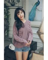 WT7298 Casual Knit Top Purple
