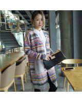 WJ7300 Abstract Long Cardigan Grey