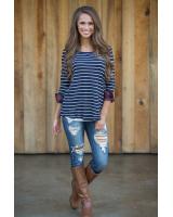 WT7443 Fashion Stripe Top Blue