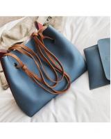 RD90014 Women Duo Color Bucket Bag Blue Red