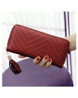 KW80158 Stylish Tassel Zip Purse Maroon