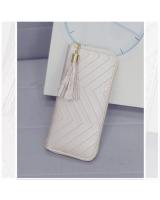 KW80158 Stylish Tassel Zip Purse Cream