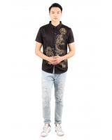 QA-283 Printed Fashion Men Shirt Black
