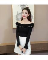 WT21003 Pretty Off-Shoulder Top Black