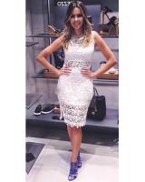WD21084 Europe Fashion Lace Dress White