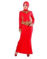 JW5024 Baju Kurung With Embroidery Red