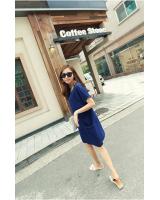 WD21174 Korea Stylish Dress Blue