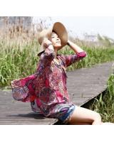 WT21448 Stylish Chiffon Top Red