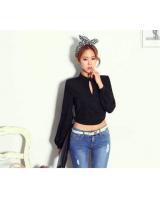 WT21478 Korea Fashion Top Black