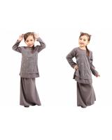 QA-419 Kids Modern Lace Baju Kurung Grey