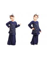 QA-419 Kids Modern Lace Baju Kurung Navy Blue