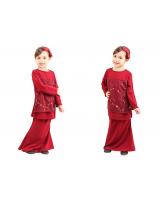 QA-419 Kids Modern Lace Baju Kurung Red