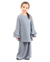 QA-427 Kids Lovely Baju Kurung Grey