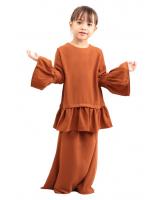 QA-428 Cute Kids Peplum Baju Kurung Brown
