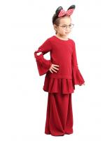 QA-428 Cute Kids Peplum Baju Kurung Red