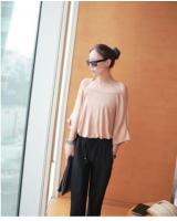 WT21573 Korea Off-Shoulder Top Brown
