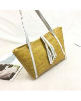 KW80361 Women Tassel Tote Bag Yellow