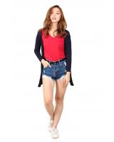 QA-462 Casual Ladies Cardigan Navy Blue