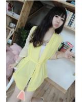 WJ21627 Fashion Chiffon Wrap Cardigan Yellow