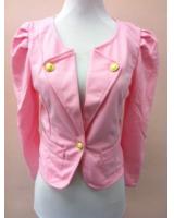 WJ21635 Sweet Puffy Sleeves Coat Pink