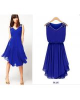 WD21228 Europe Fashion Dress Blue