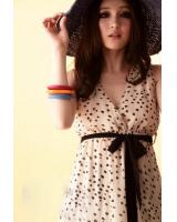 WD21659 Sweet Ribbon Waist Dress Almond