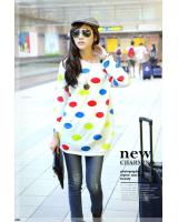 WT7664 Colourful Dot Top White