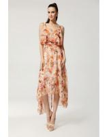 WD21677 Floral Ruffle Maxi Dress Orange