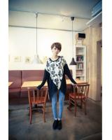 WT21687 Fashion Loose Top Blue