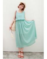 WD21702 Sleeveless Chiffon Dress Blue