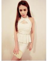 WD21727 Charming Halter Neck Dress White