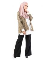 QA-484 Modern Striped Women Blouse Army Green